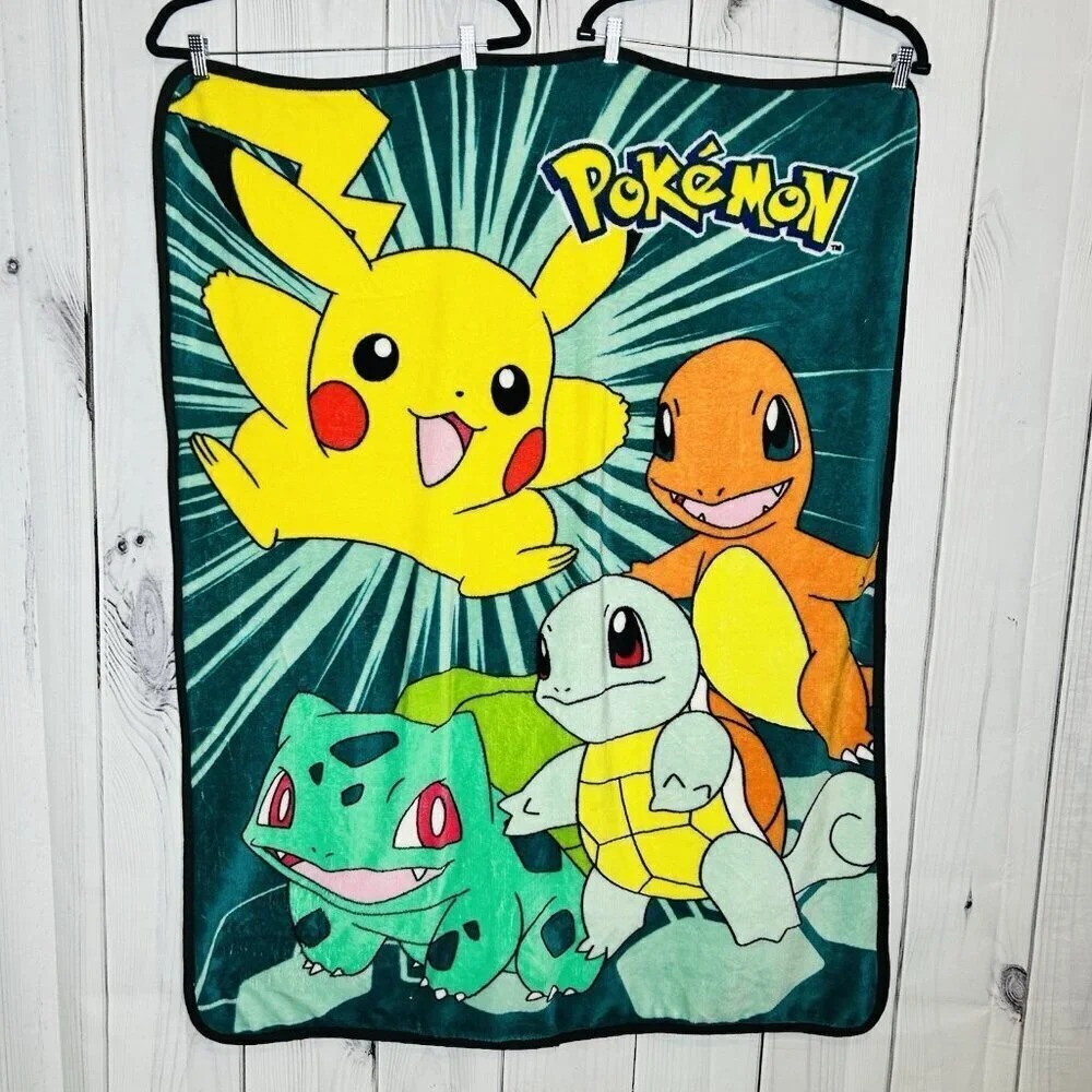Pokemon Fleece Throw Blanket Pikachu Charmander Squirtle Bulbasaur 2015